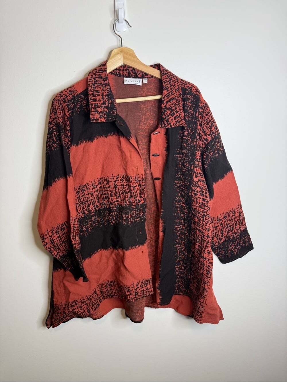 Habitat Button Down Shirt black red orange size large top